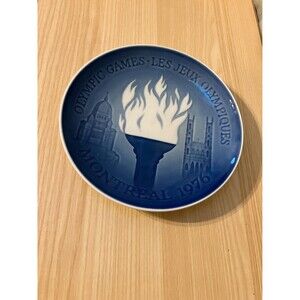 Vtg Olympics Blue Porcelain Plates Olympics Royal Copenhagen Lot of 4